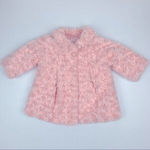 Oralmay Rosette Faux‎ Fur Pink Coat 2-4 months